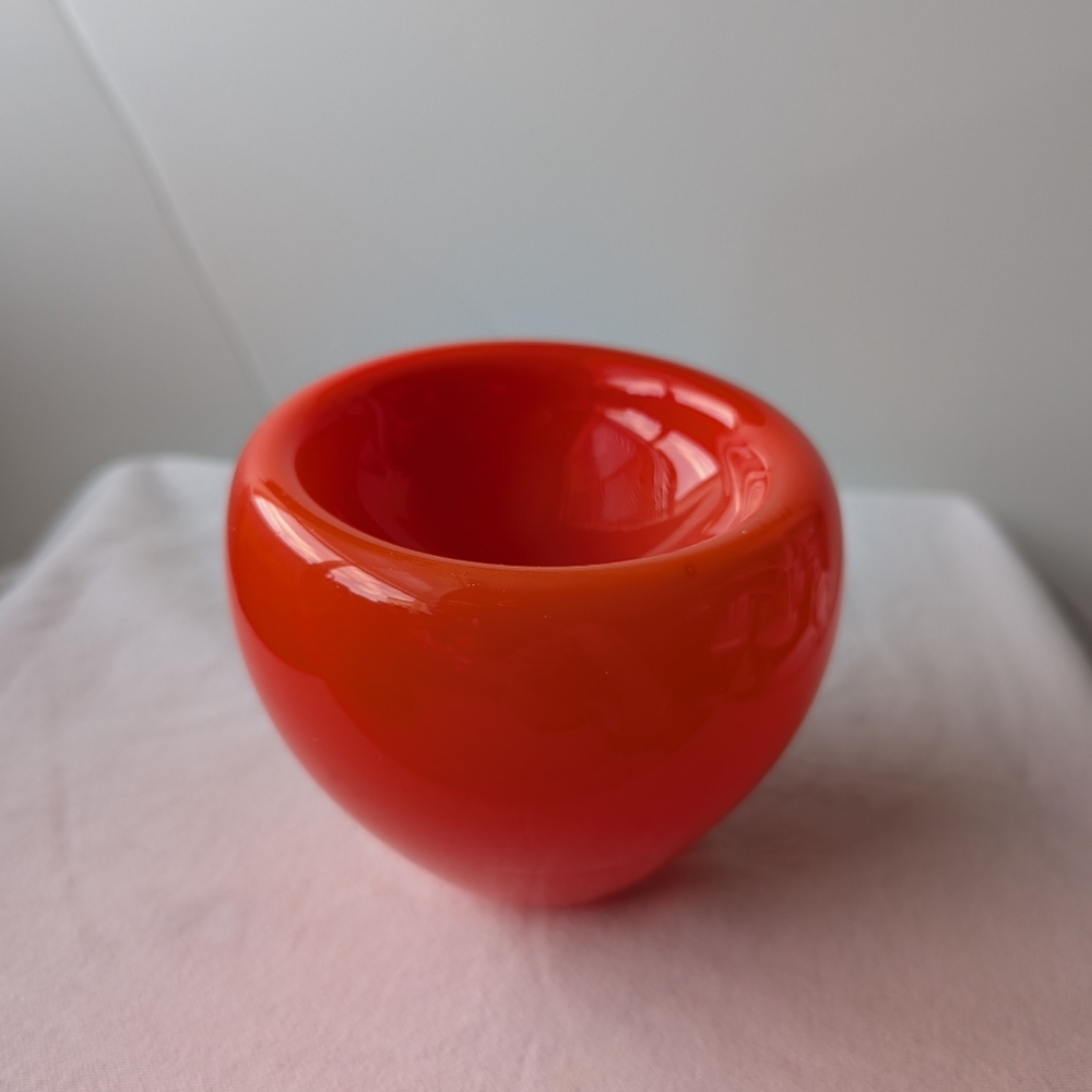 Vasconcellos Art Glass Orange Bowl Vessel Signed